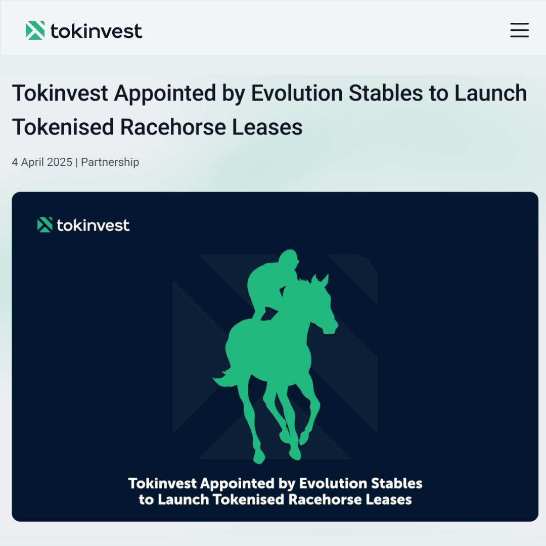 Tokinvest Appointed by Evolution Stables to Launch Tokenised Racehorse Leases